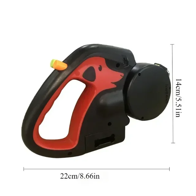 3m Rotating Nylon Pet Leash for 2 Dogs Adjustable Double Rope Leashes with Flashlight Poop Bag Box Pet Traction Rope Retractable 6