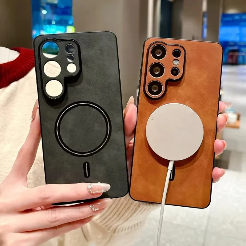 Luxurious Silky Leather Phone Case with Magnetic Protection