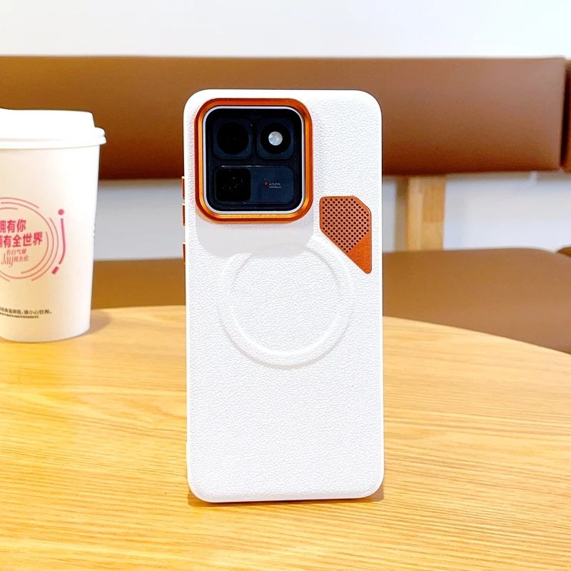 Magnetic PU Leather & PC Heat Dissipation Case with Metal Camera Lens Protector
