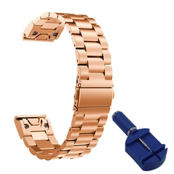 Stainless Steel QuickFit Metal Watchband - Premium Replacement Strap, 20/22/26mm - 22mm Fenix 5 5 Plus (Rose gold)