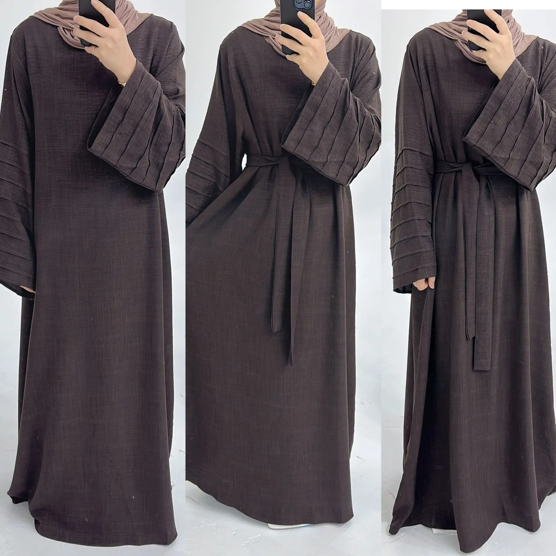 Muslim Abaya Dress Loose Elegant Tiered Sleeves Dubai Abayas for Women Turkey Arabic Hijab Robe Ramadan Islamic Clothing Caftan
