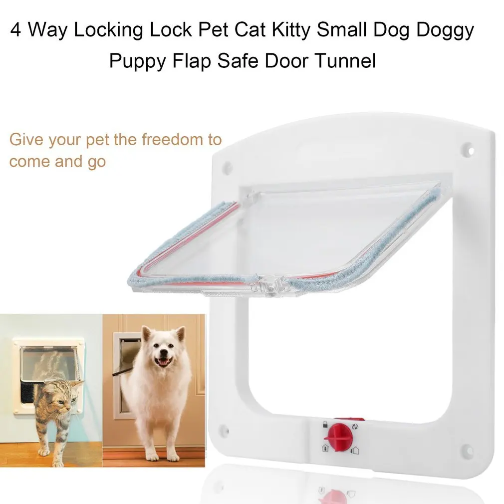 4 Way Locking Cat Flap Door For Interior Exterior Doors Weatherproof Pet Doors For Cats & Doggie Suitable Window & Wall
