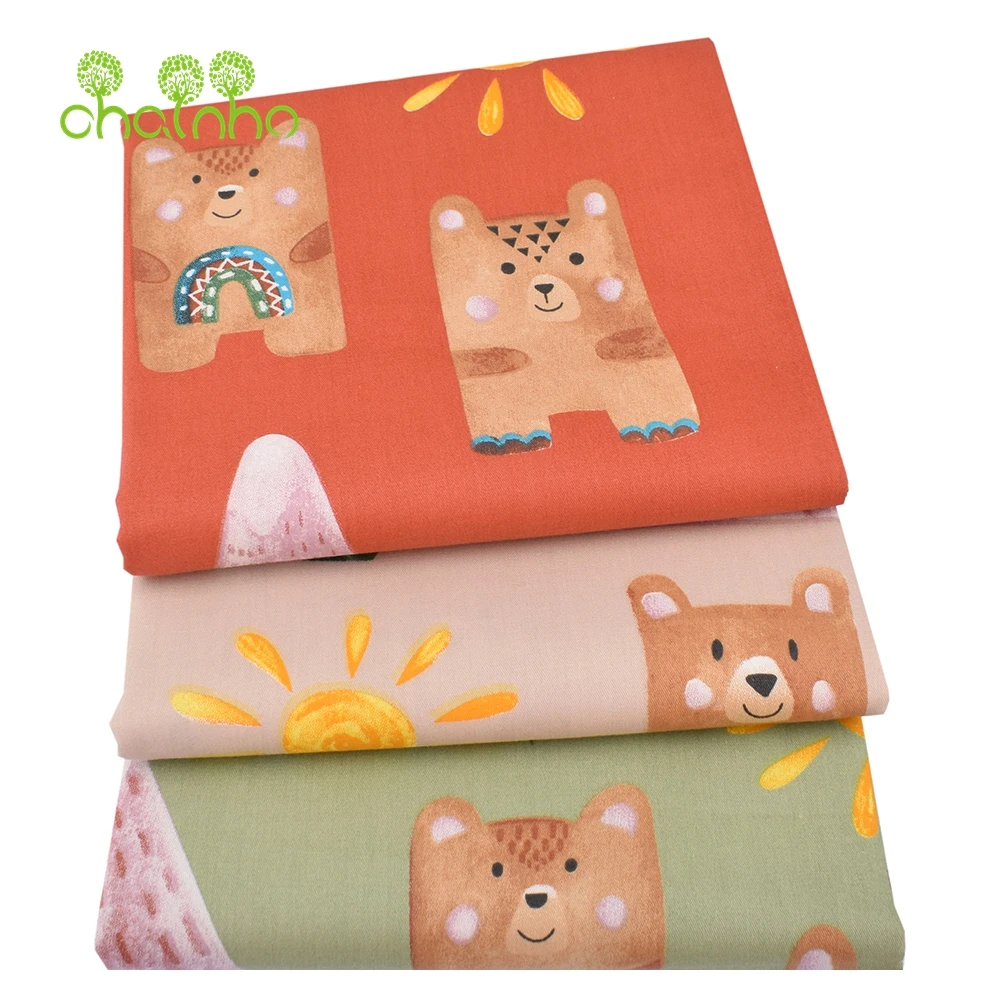 Chainho,Printed Twill Weave Cotton Fabric,DIY Sewing Quilting Material，Patchwork Cloth,6 Designs Cartoon Series,2 Sizes,15C305