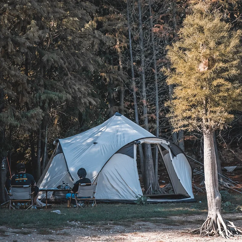 

Mongolian Hexagonal Plaid Cloth Tent, Outdoor Camping Big Tent, 3-Door Entertainment, Living Tent