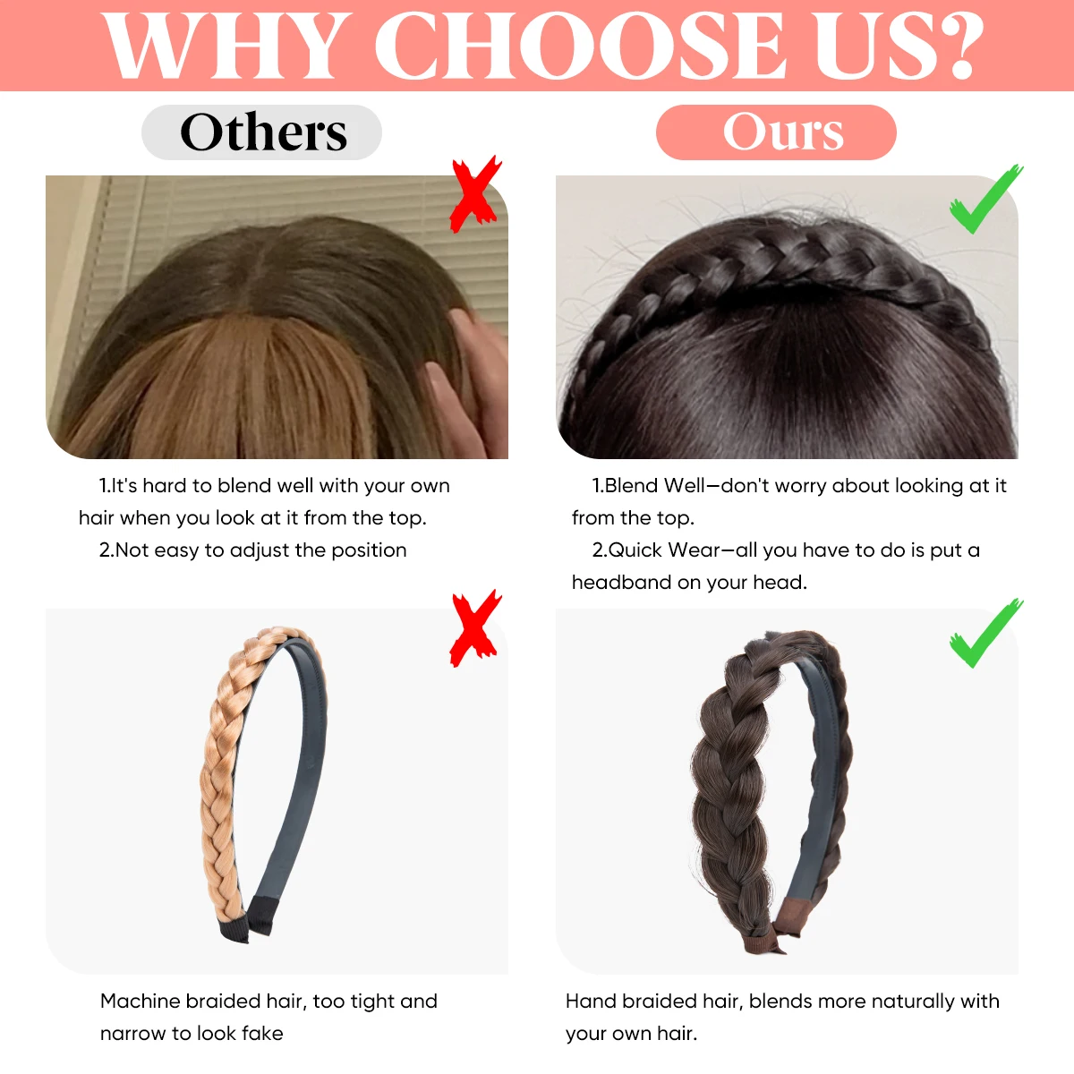 Synthetic Headband Bangs Extension Fake Hair Blunt Fringe with Long Sides For Women Natural Flase Black Brown Hairpiece B12