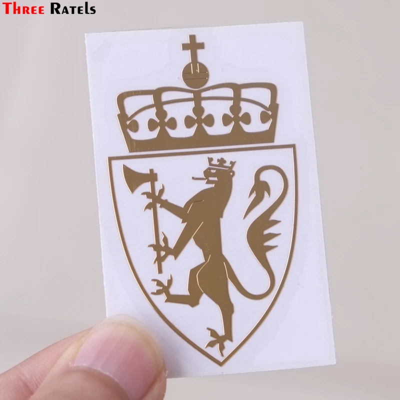 

Three Ratels MT-053# 60*35mm The Norway Coat Of Arms Metal Golden Nickel Car Sticker Auto Stickers