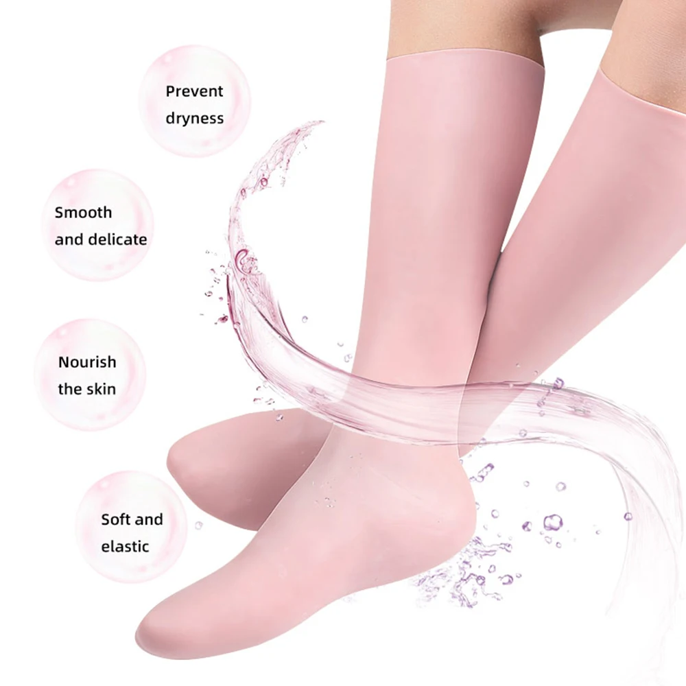 Feet Long Care Socks 1Pair SEBS Moisturizing Silicone Gel Elasticity Care Exfoliate Protectors Anti Cracking Spa Foot Skin foot care socks