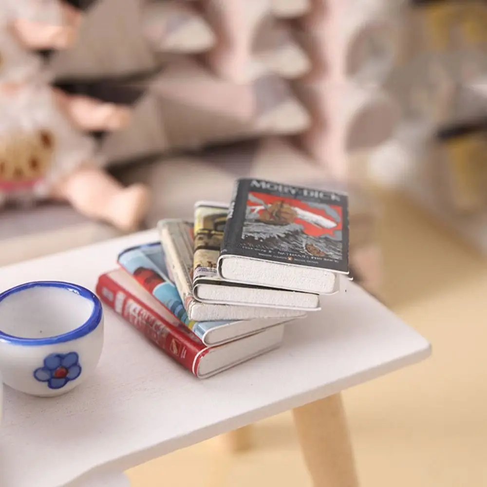 1:12 Scale Dollhouse Miniature Book Model Assorted Retro Mini Book Pretend Play DIY Doll House Decoration Accessories