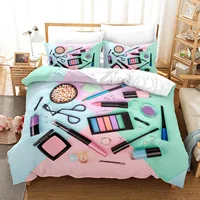 Ensemble de literie de luxe pour fille, style cosmétique nordique, parfum, housse de couette 200x200, linge de lit rose, sans drap 6