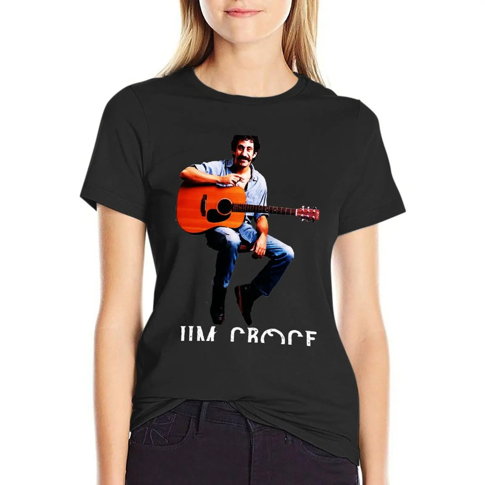 Classic Guitar Jim Art Croce Music Essential T-Shirt tops summer top cotton t shirts Women