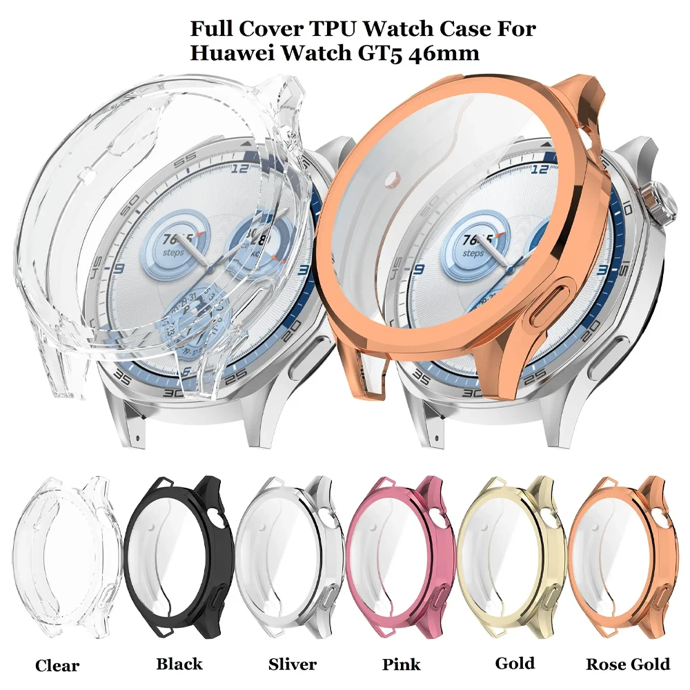 Case TPU All-around Bumper Cover Screen Protector For HUAWEI Watch GT 5/5 Pro 41mm 42mm 46mm Accessories