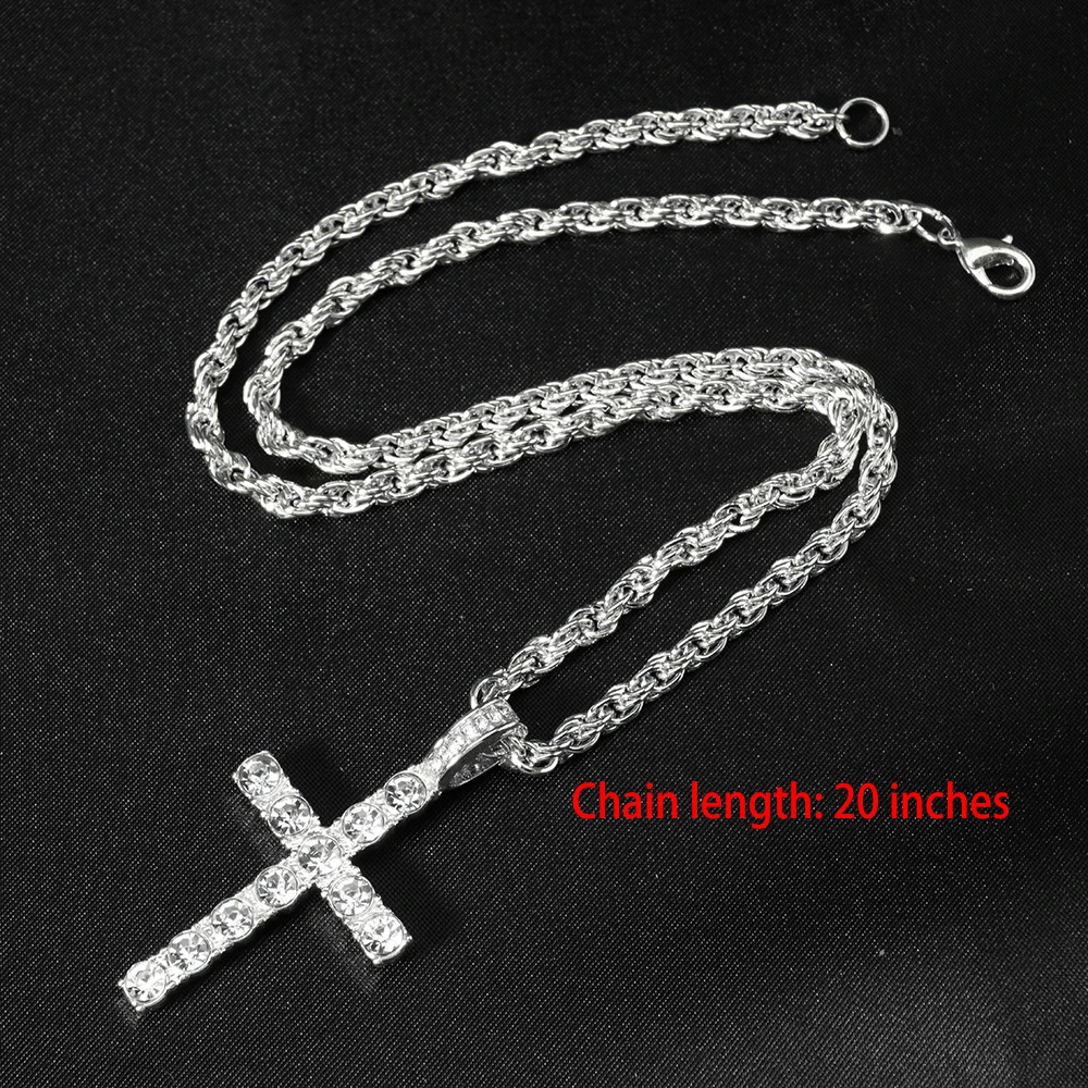 Collana Con Croce Ghiacciata Da Uomo 925 In Argento Sterling - Foto 7