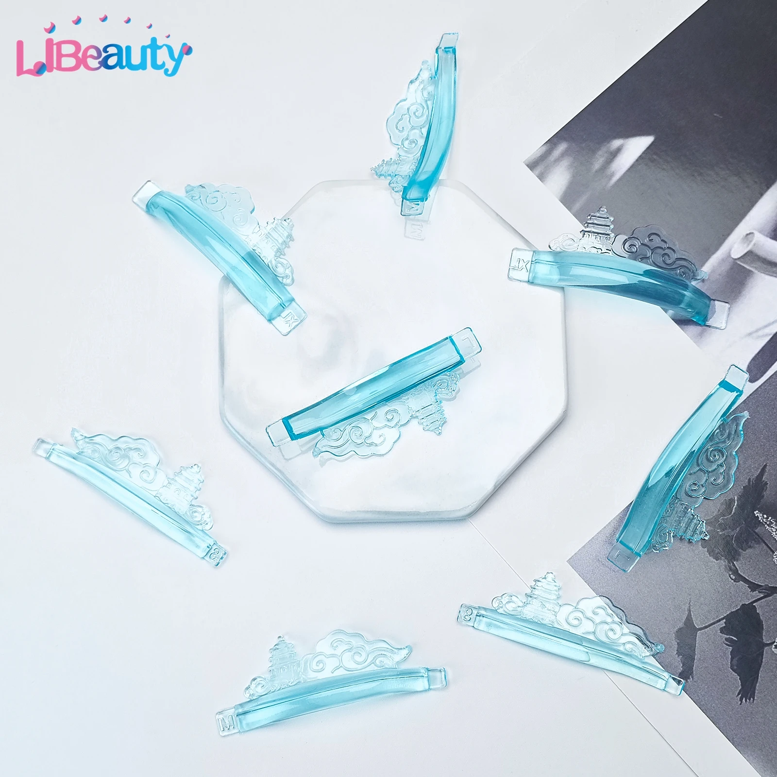 리뷰티 4쌍 C컬 실리콘 속눈썹 펌 패드 스티키 래쉬 로드 쉴드 리프팅 3D 속눈썹 컬러 액세서리 메이크업 도구