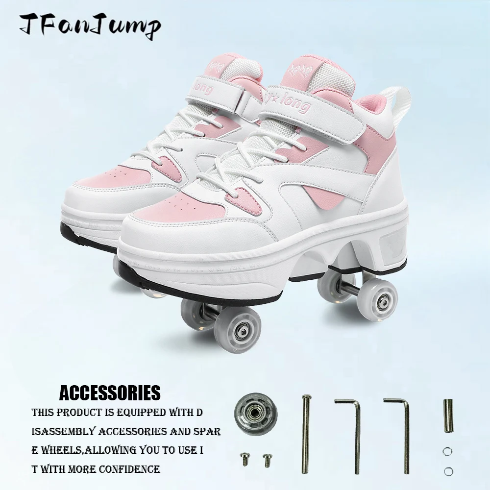 LUBOSE Kinderschoenen met wieltjes, 2-in-1, multifunctionele schoenen, rolschaatsen, skateboardschoenen, outdoor, sportschoenen voor meisjes en jongens, zwart-37 LUBOSE Kinderschoenen met wieltjes, 2-in-1, multifunctionele schoenen, rolschaatsen, skateboardschoenen, outdoor, sportschoenen voor meisjes en jongens, zwart-37