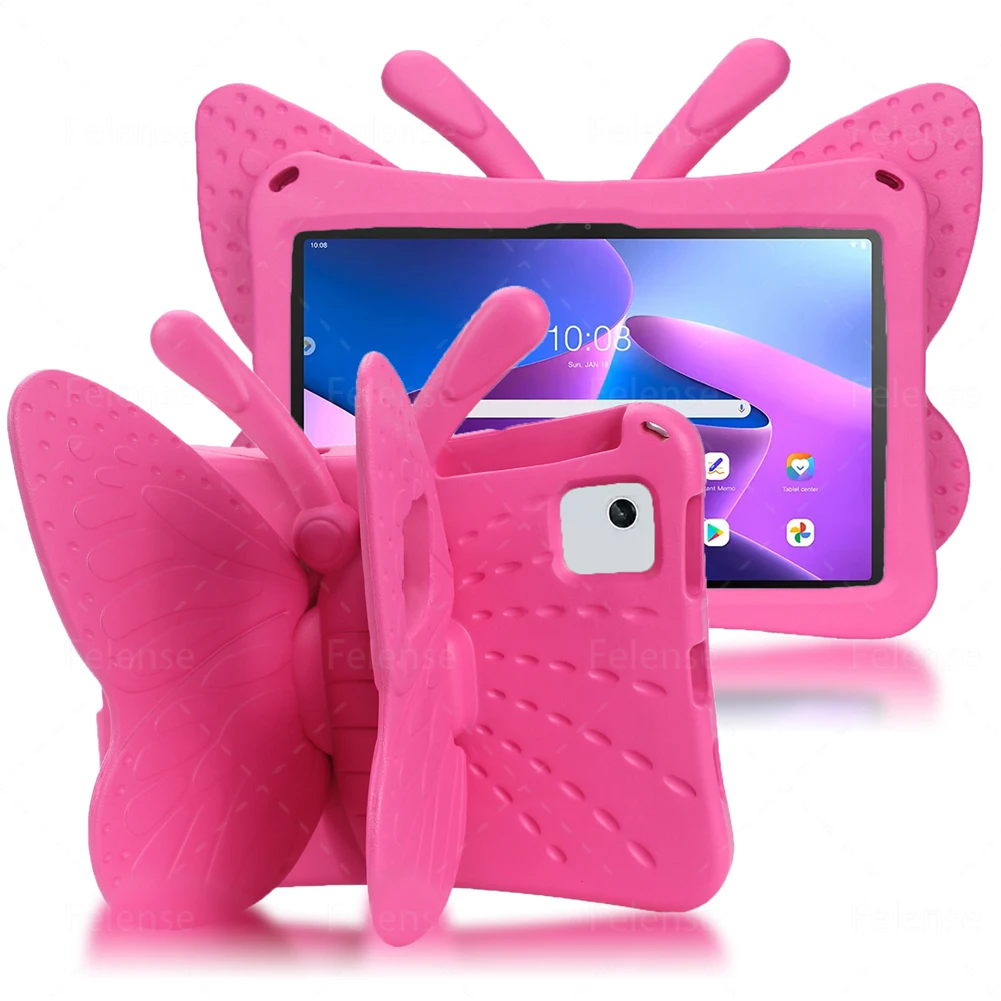 Custodia Per Lenovo Tab M10 Plus 3Rd Gen 10.6 Pollici Tb125Fu Tb128Fu Tb128Xu Kids Antiurto Cartoon Butterfly Kickstand Tablets Cover