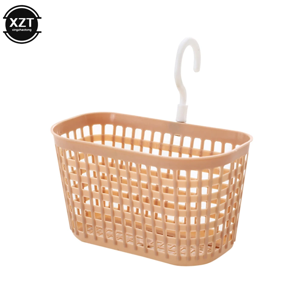 Kitchen Bathroom Storage Basket Plastic Drain Hanging Basket With Hook Wall Mounted Storage Organizer Hanging Home Drain shower caddy basket