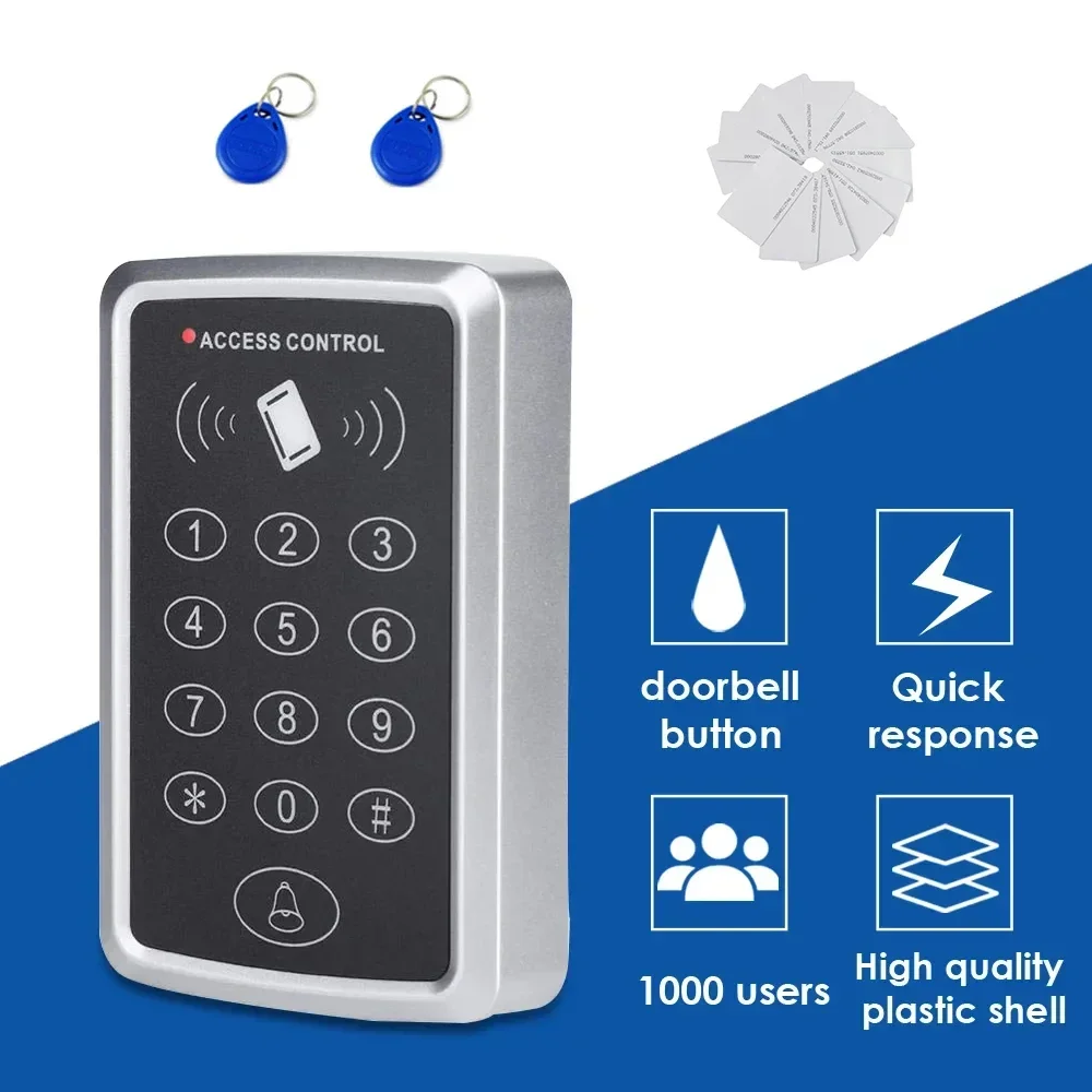125KHz RFID Access Control Keypad EM Card Reader Door Access Control System Door Lock Opener Keyboard System Sliding Locks