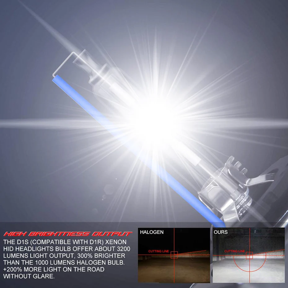 2Pcs Xenon HID D3S Headlights 6000K High Low Beam Bulbs Car Light Fit For Volvo S60 2011 2012 2013 2014 2015 2016 2017 2018 2