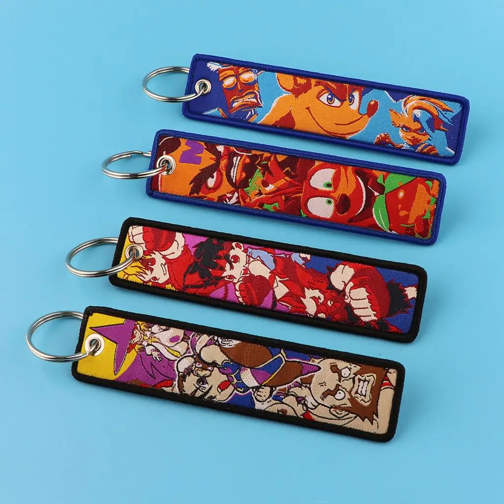 

Funny Animals Wolf Keychain Game Series Embroidery Key Tag Fighting Games Pendant Keyrings Cool Accessories Key Holder Chaveiro