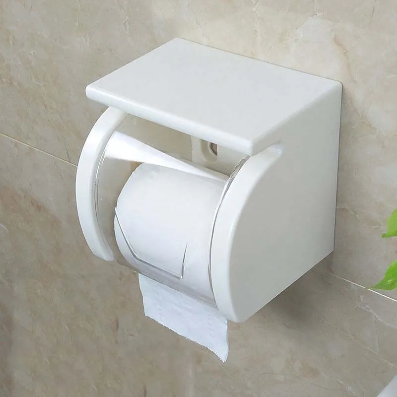 Multi-function Plastic Wall Mounted Portable Toilet Paper Holders Tissue Boxes Waterproof  Storage Case Bathroom Simple images - 6