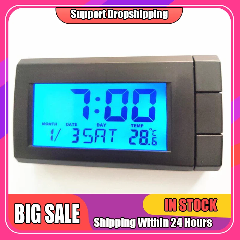 Car Automobile Digital Clock Mini Auto Watch Automotive Month Date