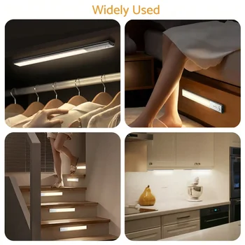 Under Cabinet Lights 64 LED Sensor Magnetic 3000mAh Rechargeable 3 Color Temperature Energy Class A Night for Cupboard Stairs 4