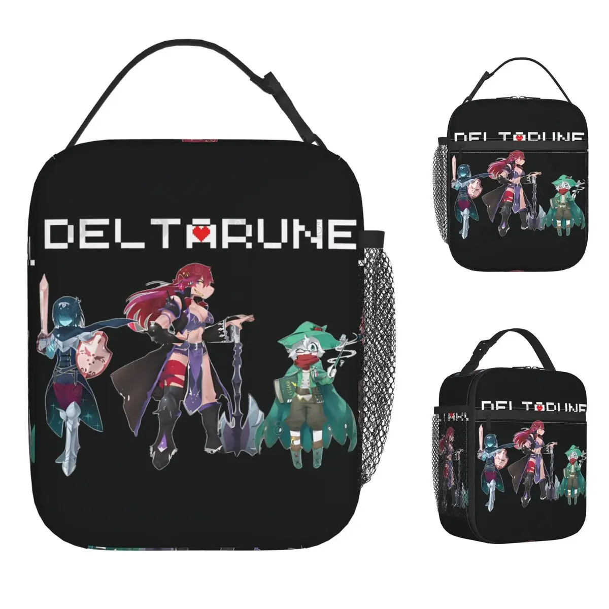 Deltarune 게이머 점심 가방 소녀를위한 레저 도시락 상자 여행 편리한 쿨..