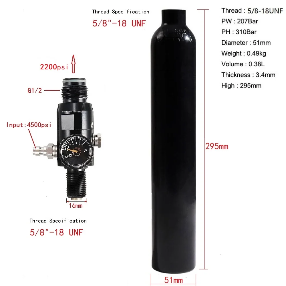 CO2 Tank 0.38L for Aquarium