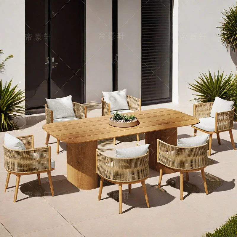 Designer Soild Wood Garden Sets Veranda Quality Lounge Waterproof Patio Set Table And Chairs Nordic Meble Ogrodowe Furniture