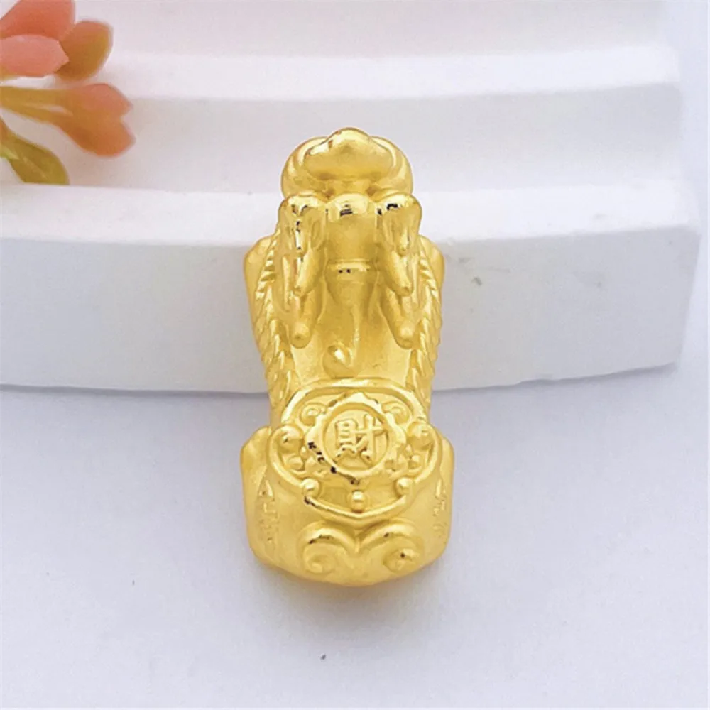 

Pure 999 24K Yellow Gold Men Women 3D Lucky Dragon Pixiu Pendant Wealth Bag On Back 1-1.2g