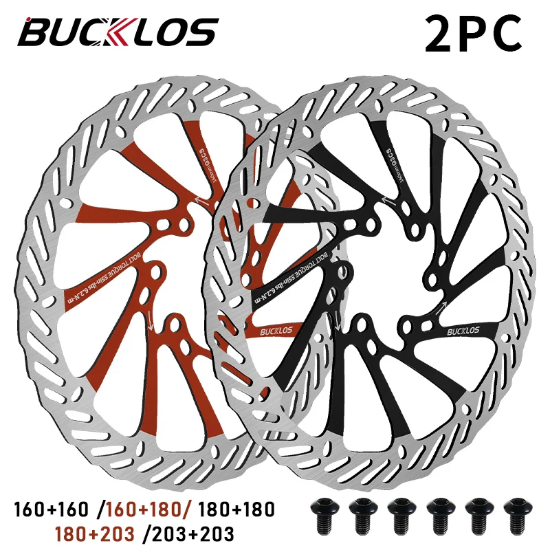 Bike Brake Disc 2PC BUCKLOS Rotor 160MM 180MM 203MM 6 Bolts Road Mountain Bike For SHIMANO