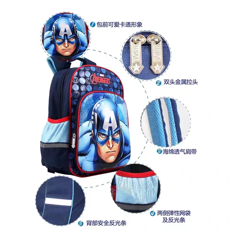 Disney New School Bags For Boys Grade 1-3 Captain America Primary Student Shoulder Orthopedic Backpack Large Capacity Mochila