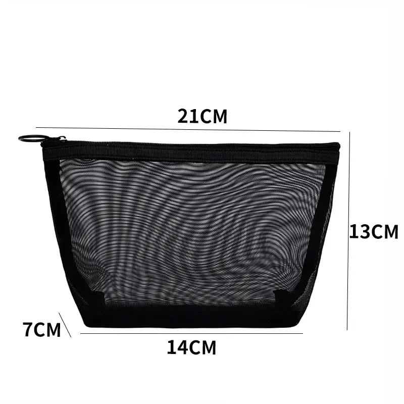 Sleek Black Mesh Travel Makeup and Toiletry Organizer