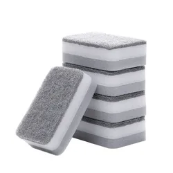Double - Sided Gray Scouring Pad Sponge - Durable and Stain - Resistant Kitchen Cleaning Supplies (Pack of 5/30) (5pcs)