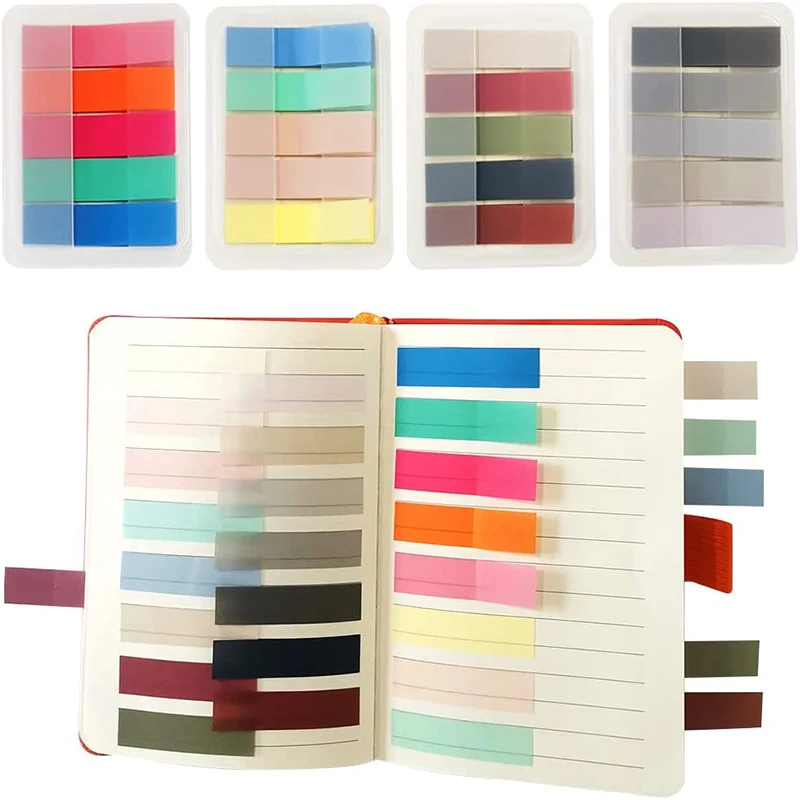 200-600Sheets Color Transparent Memo Pad Sticky Notes Index Tabs Notebook Bookmark  Page Marker Stickers Cute Korean Stationery