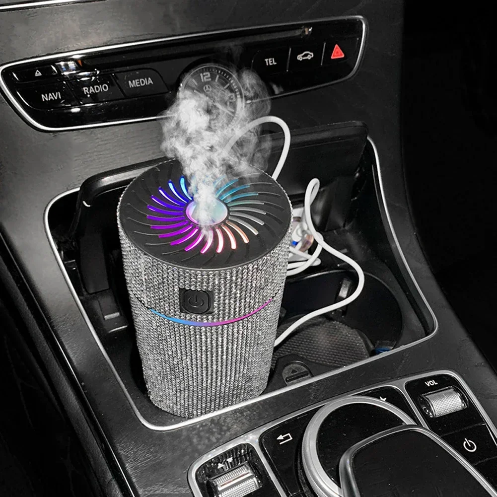 Luxury Diamond Car Diffuser Humidifier with LED Light Auto Air Purifier Aromatherapy Diffuser Air Freshener Car Accessories
