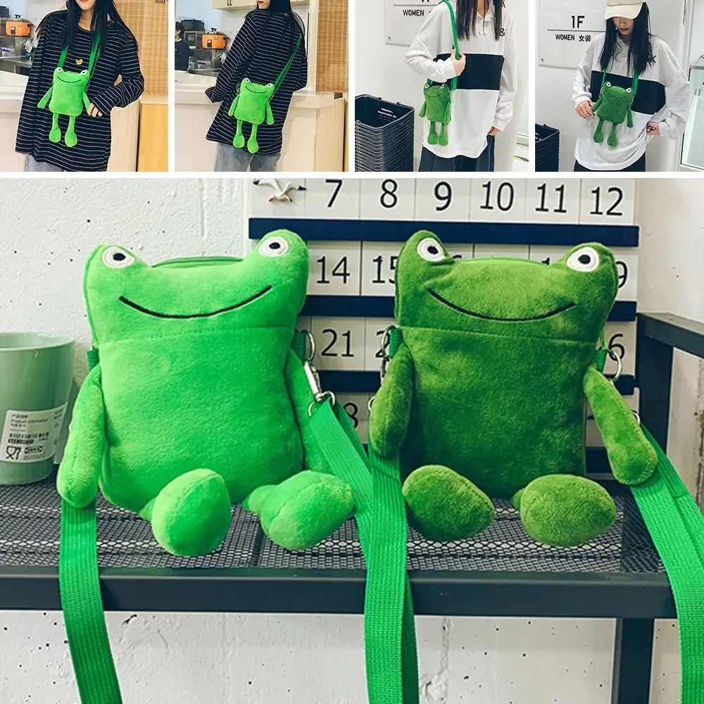 Niedliche Frosch Plüsch Umhängetasche Frauen Umhängetasche Geldbörsen Umhängetasche lustige Cartoon Plüsch tasche Telefon Tasche