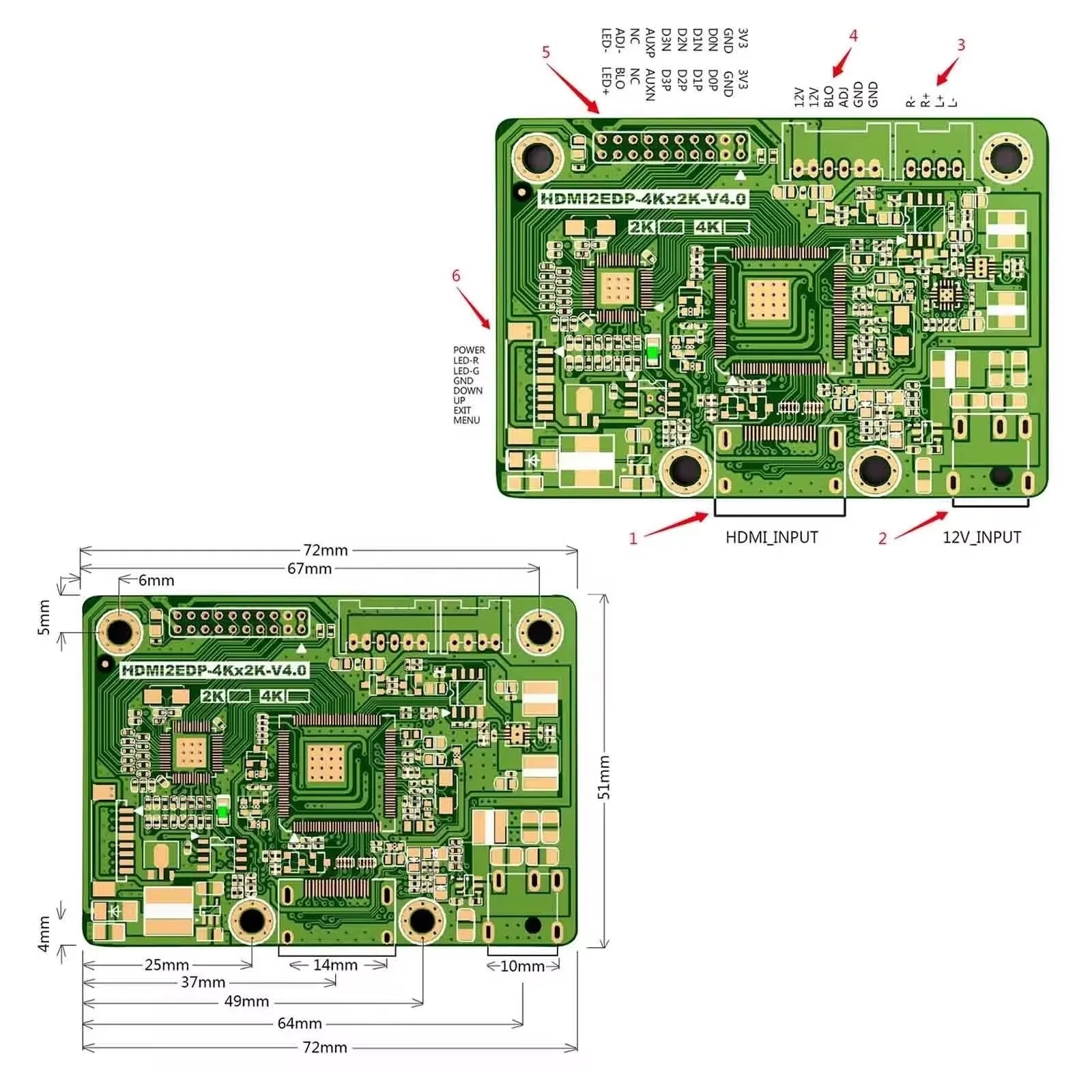 9.7인치 LP097QX1 1024x768 EDP 인터페이스 IPS LCD 스크린 디스플레이 패널(HDMI LCD 컨트롤러 드라이버 보드 포함) VS-HDMI2EDP