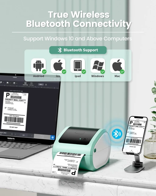 Impresora térmica de etiquetas Bluetooth, impresora de etiquetas de envío  para pequeñas empresas, impresora térmica de escritorio D520 BT, impresora