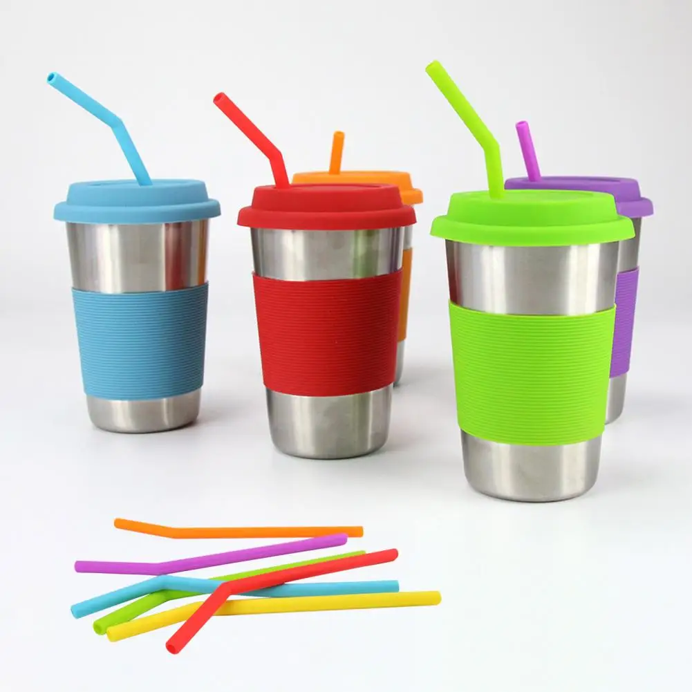 Walfos Reusable Silicone Straws - 2 Size Flexible Drinking Bendy Straws for  Smoothies/20 & 30 oz Tumblers, BPA Free (4 Wide Straws + 4 Regular Straws