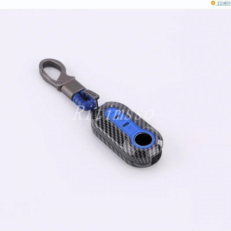 Glossy Carbon ABS Key Fob Case Cover key case key case cover car key shell For Fiat 500 Panda Punto Bravo Key Shell Protect Accessories