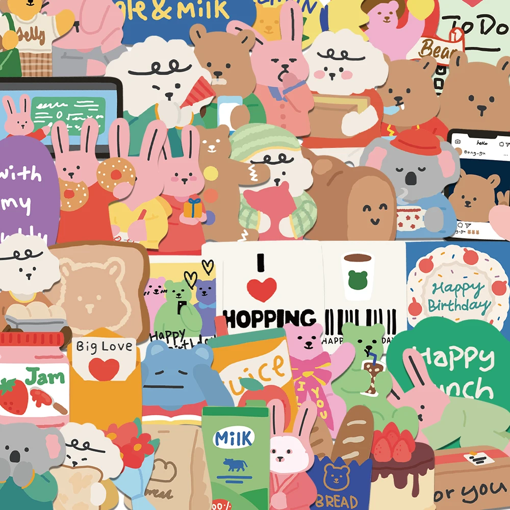 100/200 Stück süße koreanische Bären-Aufkleber, wasserdichte Vinyl-Aufkleber für Kinder, Spielzeug-Aufkleber für Loptop, Wasserflaschen, Skateboard, Telefon – Detail 12
