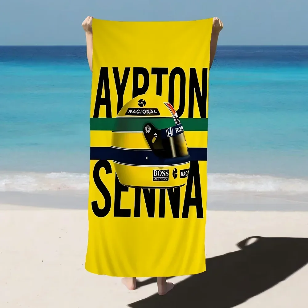 Senna F1 Racer Helmet Formula 1 World Champion Big Microfiber Beach Towels Quick Dry Towel Sand Beach Towels Pool Towel 5