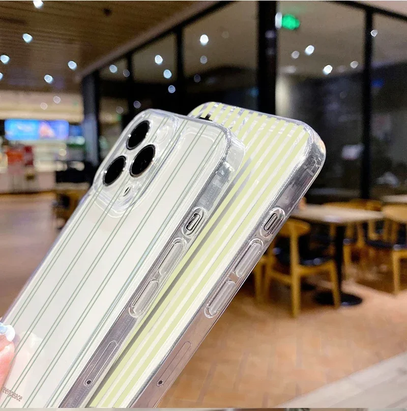 Enhanced Transparent Fresh Vertical Stripe Thin Cover Case