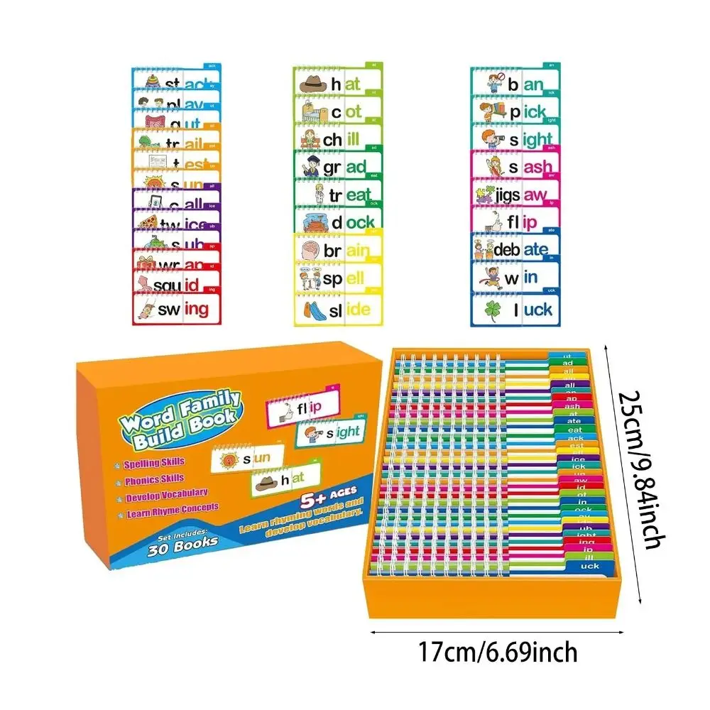 Words&Images Reading Flip Book Interactive Early Educational 30 Read Flip Book Creative Montessori Word Family Build Books