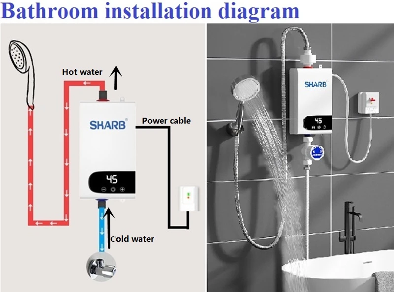 Încălzitor de apă electric instantaneu Încălzitor de baie Mașină de apă caldă rapidă, inteligentă, temperatură constantă, spălat bucătărie_voghion.com