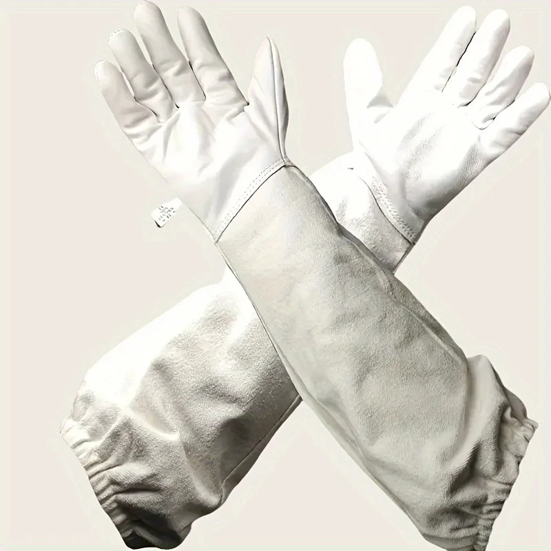 1 Pair Safe Beekeeping Gloves Anti-bee Anti-sting Breathable Protective Long Sleeves for Beekeeper Canvas Gloves Beekeeping Tool