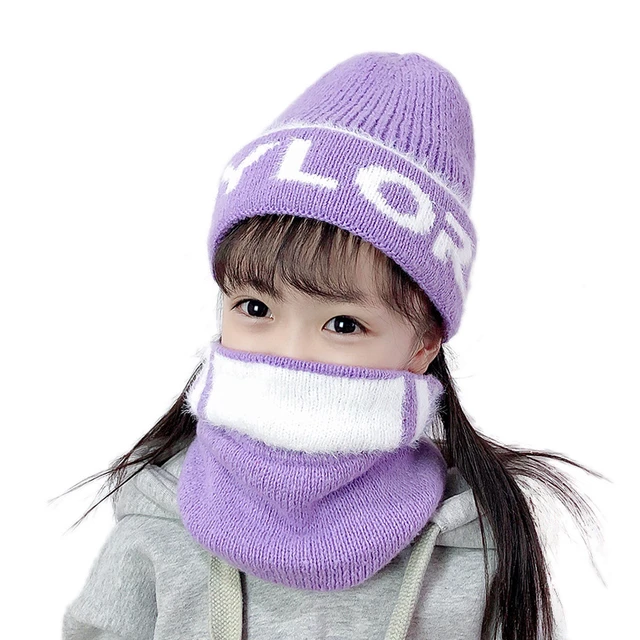 Bonnet d'hiver en polaire pour enfants, casquette épaisse et chaude,  tricotée, pour l'extérieur, pour filles et garçons - AliExpress