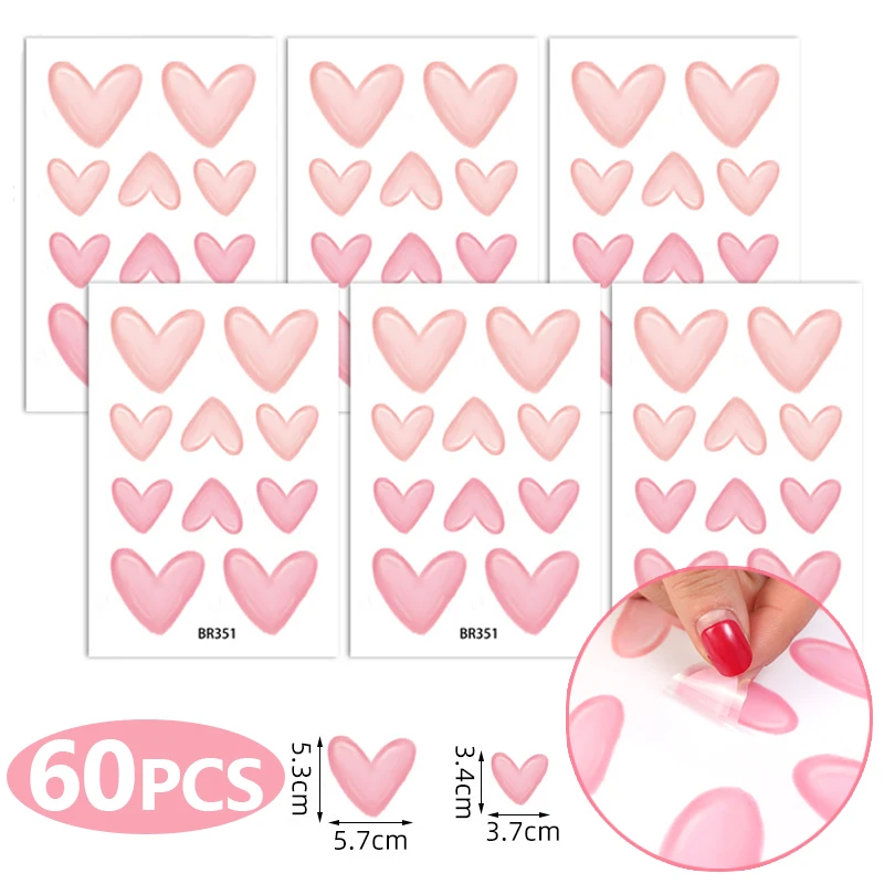 Wall Stickers Pink Heart 60pcs = 6 Sheets Children Baby Girls Room Decor