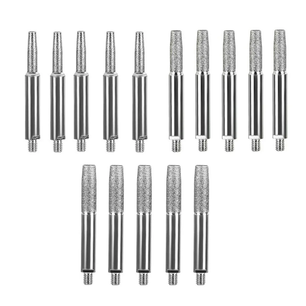 

5PCS Chainsaw Sharpener Parts Cylindrical Burr 4.0mm/4.8mm/5.5mm Silver Diamond Coated Grinding Head Tool Accessories